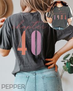 "Classic 1984 Shirts For Women, Vintage 40th Birthday Year Number Tshirt For Him, 40th Milestone Best Friend Bday Gift For Her, 40 Bday Shirt HOW TO ORDER ➀ Select color ➁ Select the size (Please check size chart) ✦ True to size. Size up 1-2 sizes for an oversized look. ➂ Add to cart ✦ (Optional) \"Add message to Seller\" on the checkout page. GARMENT FEATURES ✦ Crew neckline ✦ Direct to garment printing - no vinyl, decal, or iron-on technique ✦ Our designs are printed on the garment to last a long time and may not appear as 'glossy' or saturated as iron-on designs are. ✦ Please note that colors may appear different on different digital screens and may not be a true representation of the actual colors. ✦ Additional T-Shirt Colors and Sizes Available Upon Request ✧✧Brands: Bella Canvas Unis 40th Birthday Outfits For Women, The 1975 Shirt, 1984 Shirt, Bday Shirt, Milestone Birthday Gifts, 40th Birthday Shirts