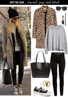 Leopard Outfit, Leopard Print Outfits, Leopard Outfits, Leopard Coat, Leopard Print Coat, Rocker Chic, Print Coat, Casual Winter Outfits