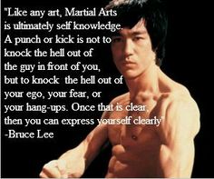 an image of bruce lee with quote about self - love and martial arts in the background