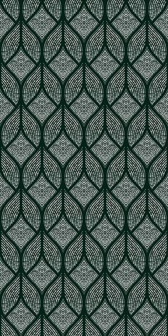 an abstract black and white pattern with wavy lines in the shape of circles on a dark green background