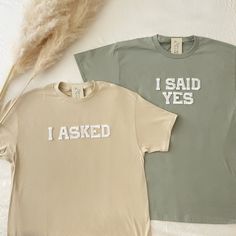 This matching engagement fiance and fiancee shirts are the perfect gift to for newly engaged couple or bride to be's for bridal shower gifts! - They need to be purchased individually (it's not sold as a set) - All our shirts run a UNISEX fit. (Both for men and women). They are naturally oversized, so we normally recommend your true size. But if you like a more baggy look, we recommend sizing up. - These letters are iron-on patched and is heat pressed, not embroidered. - Please note that crewneck Casual Cotton Shirt For Anniversary, Uncle Pregnancy Announcement, Uncle Shirts, Engagement Shirts, Future Mr And Mrs, Future Mrs Shirt, Pregnancy Reveal Shirt, Dog Mama Shirt, Cool Uncle