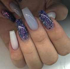 Purple Blue Nails, Nail Art Unicorn, Purple And Blue Nails, Spring Nail Art Designs, Unicorn Nails Designs, Unicorn Nails, Nails Tumblr, Sparkle Nails, Spring Nail Art