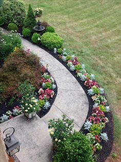 a garden with lots of flowers and plants in it