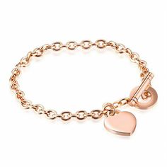 High Quality Custom Stainless Steel Rose Gold Color Heart Charm BraceletFREE ENGRAVING on front side of the heart 2 Lines up to 10 characters per line Additional $4.00 charge for both sides engravingProduct Info:Size Length: 7.9" inches Material: Stainless Steel Rose Gold ColorSatisfaction Guaranteed Rose Gold Fashion, Rosa Gold, Rose Gold Charms, Bracelets Design, Rose Gold Heart, Gold Charm Bracelet, Bracelet Charm, Colorful Bracelets, Gold Jewelry Fashion