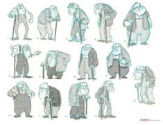 an old man poses in various poses and poses for the character's avatars