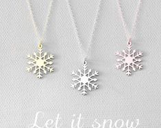 A beautifully detailed snowflake necklace. The winter pendant is 20 mm wide (4/5). This is a cute and dainty necklace that makes a great addition to your jewelry collection. Perfect for the winter season.   DETAILS •The pendant is 20 mm wide and 20 gauge thick •The entire necklace Winter Snowflake Necklace, Snowflake Necklace For Winter Holiday, Winter Pendant Necklace As Gift, Winter Holiday Snowflake Necklace, Winter Snowflake Necklace, Perfect For Gifts, White Snowflake Necklace For Gift, White Necklace For Holiday Gift, Snow Jewelry, Horn Necklace Boho