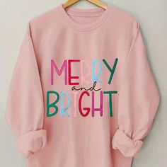 New Without Tags Light Pink Color Size 1x 100% Polyester Pit To Pit: 25" Length: 28" Care Instructions: Machine Wash, Do Not Dry Clean Jumper Ideas, Dropped Shoulder Sweatshirt, Winter Mode, Letter Print Sweatshirt, Winter Sweatshirt, 가을 패션, Pink Sweatshirt, Christmas Sweatshirts, Merry And Bright