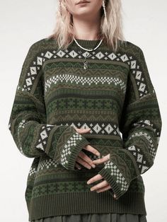 Loose Jumper, Minga London, Street Punk, Vintage Preppy, Punk Vintage, Cozy Knit Sweater, Jacquard Sweater, Fairy Grunge, Sweaters Online