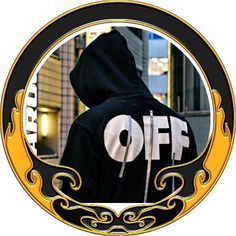 a person wearing a black hoodie with the word off written in white on it