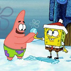 spongebob and patrick christmas card saying it is better to give than to receive