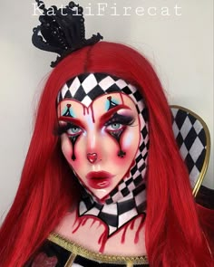 Halloween Makeup Ideas For Women, Pretty Halloween Makeup, Easy Halloween Makeup Ideas, Queen Of Hearts Makeup, Easy Halloween Makeup, Halloween Beauty