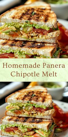 Ingredients  Meat 🍗 1 Chicken breast  Produce 🥑 1 Avocado 🌶️ 1/2 Chipotle pepper  Condiments 🍯 1 tbsp Adobo sauce 🥄 1/3 cup Light mayo  Baking & Spices 🌶️ 1/4 cup Roasted red peppers  Bread & Baked Goods 🍞 1 loaf Focaccia bread  Dairy 🧀 4 slices Smoked Gouda cheese Chipotle Chicken Avocado Sandwich, Chipotle Chicken Sandwich Recipe, Chipotle Chicken Sandwich Panera, Panera Avocado Chicken Melt, Easy Recipes For Dinner Healthy, Panera Sandwich Recipes, Melt Sandwich Recipes, Simple Easy Recipes Dinner, Panera Chipotle Chicken Avocado Melt