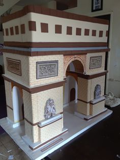 a model of a building made out of paper