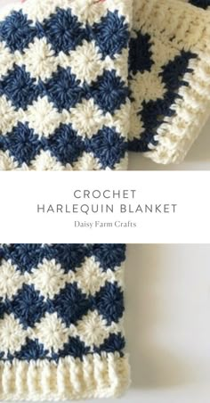 crochet harlequin blanket with text overlay that reads, crochet harlequin blanket baby farm crafts