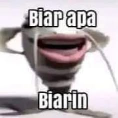 the words biar apa are in front of an image of a smiling cup