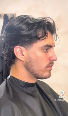 mens haircut Thick Mens Haircut, Mens Haircut Flow, Men Flow Haircut, Mens Haircut Middle Part, Mid Haircut Men, Old Money Mullet, Flow Back Hair Men, Low Taper Mullet Men Straight Hair, Combed Back Hair Men