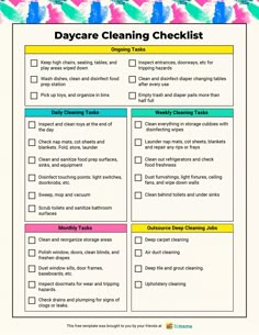 a printable day care cleaning checklist