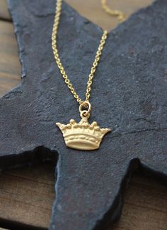 Okay kween!  I love this one...  great layering piece  Brass Crown shown here on a 16 inch  14ktgold-filled necklace.  xo Everyday Gold Charm Necklaces 16 Inch, Everyday Gold Charm Necklace 16 Inch, Necklace Aesthetic, Crown Necklace, Louisville Ky, Gold Filled Chain, Raw Brass, 14kt Gold, Layering Pieces