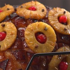 pineapple upside down cake with cherries on top