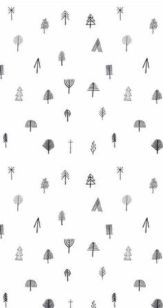 black and white trees are drawn on a white background with the words,'i love you