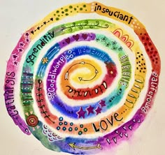 a colorful circle with words written in it