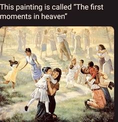 an advertisement for painting is called'the first moments in heaven'with children playing