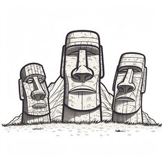 three faces are shown in the shape of two totems on top of each other