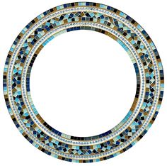 a circular blue and brown mosaic tile border