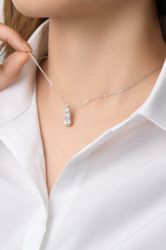 Dazzling Elegance: Vibrant Round Cut Moissanite Diamonds in a Water Drop Pendant 18K Gold Plated  Necklace – Crafted in 925 Sterling Silver. Moissanite Necklace, Drop Pendant Necklace, Moissanite Earrings, Necklace Craft, Moissanite Jewelry, Gold Plated Necklace, Drop Pendant, Water Drop, Moissanite Diamonds