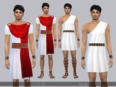 an image of three men dressed in roman clothing and accessories for the game gladia