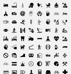 various black and white icons are displayed on a white background for use in web design