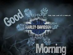 the word harley davidson is surrounded by snowflakes