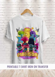 a t - shirt that says 5 madison with monsters on it and the number five