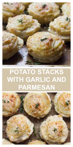 potato stacks with garlic and parmesan