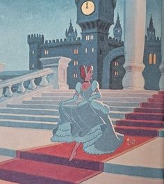 an image of a woman walking down the red carpet in front of a clock tower