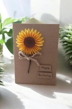 a birthday card with a sunflower on it