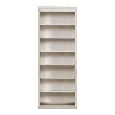 an empty white bookcase on a white background