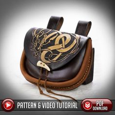 Viking Belt Pouch Pattern - Viking Serpent | Dark Horse Workshop Belt Pouch Pattern, Viking Serpent, Leather Pouch Pattern, Leather Belt Pouch, Laser Files, Leather Craft Patterns, Viking Sewing