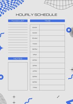 an image of a school schedule with blue and white shapes on it, including lines