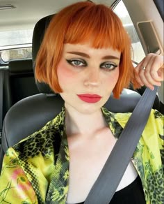 Copper Bob Hair With Fringe, Orange Bangs, Ginger Short Hair, Bob Hairstyles For Thick Hair, Ginger Bob, Copper Bob, Orange Bob, Sierra Mccormick, Red Hair With Bangs