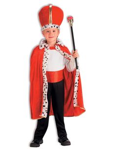 Kids' Royal Red King Cape and Crown - costumes.com King And Queen Costume, King Dress, Quick Costumes, King Costume, Crown For Kids, Red Crown, Queen Costume, Medieval Costume, Dress Up Outfits