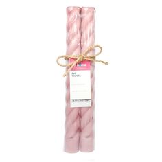 two pink candles tied up with twine