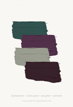 four different shades of purple and green