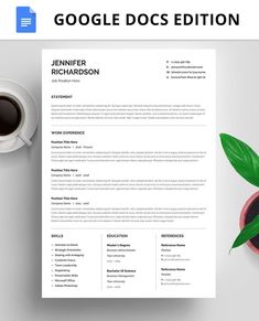 the google docs editor is ready to be used on your resume or workbook