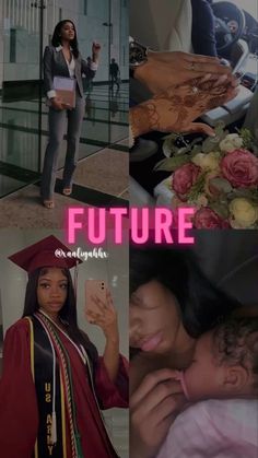 a collage of photos with the words future on them and images of women in graduation gowns