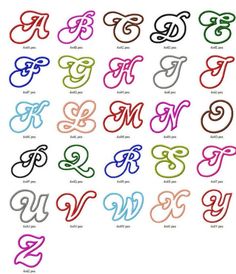 the alphabet in different colors and styles