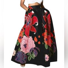 This Black Floral Beauty Is A Long Skirt (Ankle-Length) With A High Waist And Pockets. Both Casual And Stylish, Modest And Bold, Simply Gorgeous Featuring Premium Design, Exquisite Craftsmanship, Soft Silky, Cotton-Like Fabric (Beautiful Touch) And Comfortable Wear, This Long Skirt Can Be Easily Paired With Jackets, Jewelry, Sandals, Heels And Beach Hats To Perfectly Express Your Personality, Express Your Uniqueness And Accentuate Your Natural Beauty This Skirt Is Summer Worthy. Has A Beautiful High Waist Maxi Skirt, Collection Board, Fresh Fashion, Beach Hats, High Waisted Maxi Skirt, Beautiful Skirts, Premium Design, Long Skirt, Ankle Length