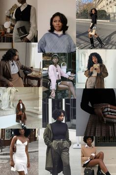 Dark Academia Aesthetic Work Outfit, Academic Baddie Aesthetic, Capsule Wardrobe 2024 Black Women, Vintage Light Academia Aesthetic, Old Money Black Woman Aesthetic Outfits, Black Woman Chic Outfit, Black Women Fall Aesthetic, Vintage Aesthetic Black Women, Finding My Style Aesthetic