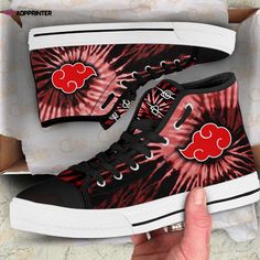 Introducing our extraordinary Akatsuki Cloud High Top Shoes Custom Naruto Anime, specially designed for die-hard Naruto fans! Immerse yourself in Akatsuki Cloud Gifts, Naruto Shoes, Anime Sneakers, Black Color Combination, Anime Shoes, Sneaker Stores, Exclusive Shoes, Shoes Custom, Anime Gifts