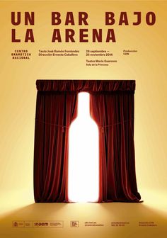 the poster for un bar bajo la arena shows an open window with red curtains